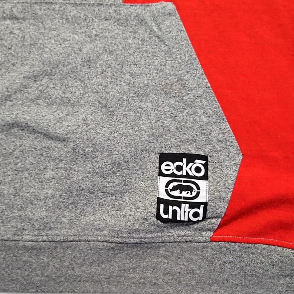 Ecko Unltd Hoodie Graphic Short Sleeve Colorblock Gray Red Black 3XL Streetwear - Picture 6 of 12